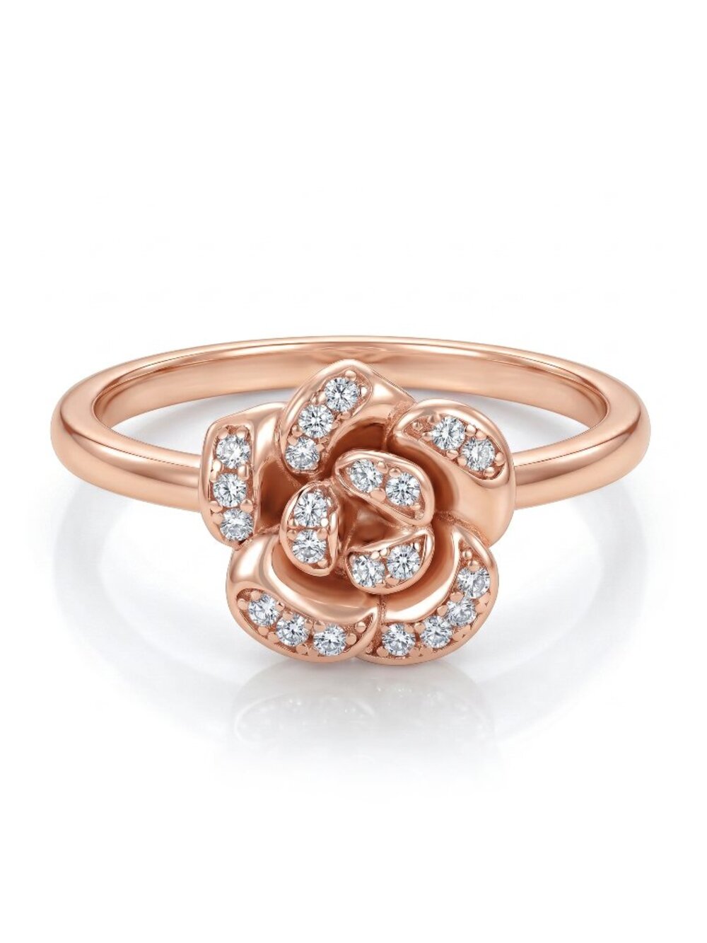 Rose Gold Flower Ring, 925 Sterling Silver, 18k Rose Gold finish